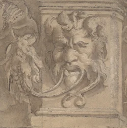 Diseño ornamental con máscara de estilo antiguo