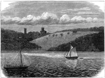Osborne House, Isla de Wight, vista desde el mar, finales del siglo XIX
