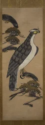 Otsu-e de halcón en un pino, siglo XVIII