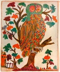Búho, impresión Lubok, 1800