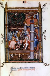 Sacerdotes paganos dan la bienvenida a Sisinnius en las puertas de París, 1317