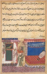Página de Cuentos de un loro Tuti-nama: Decimoctava noche: El loro se dirige..., c. 1560