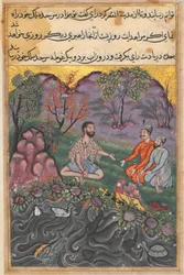Página de Cuentos de un loro Tuti-nama: Cuadragésima sexta noche: El Raja de Ujjain..., c. 1560