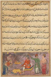 Página de Cuentos de un loro Tuti-nama: Cuarta noche: Los dos cocineros errantes..., c. 1560