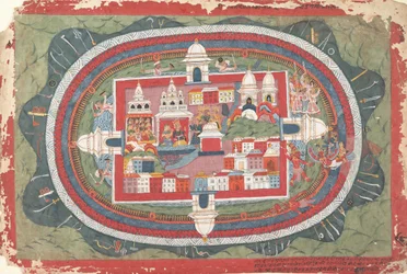 Página de un manuscrito disperso del Bhagavata Purana Vida de Krishna, ca. 1775