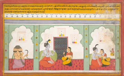 Página de un Shiva Mahatmya disperso, Grandes cuentos de Shiva, ca. 1710