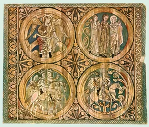 Techo de madera pintado, Iglesia Vieja de Dädesjö, Småland, Suecia
