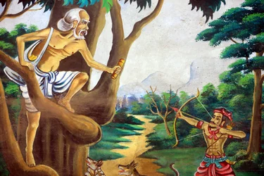 Pintura que representa la historia de la vida de Buda Shakyamuni. Wat Naxai. Vientián. Laos