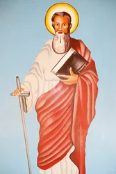Pintura en la catedral de Kpalime: San Pablo, Lomé, Togo