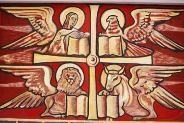 Pintura en la catedral de Lomé: evangelistas, Lomé, Togo