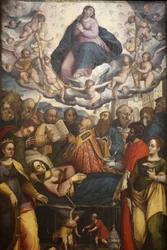 Pintura en la iglesia de San Francesco, Gallipoli, Apulia: la muerte de María, Gallipoli, Italia