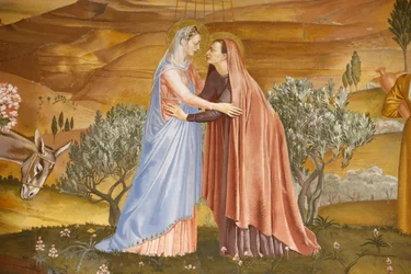 Pintura en la iglesia de la Visitación en Ein Kerem: la Visitación, Ein Kerem, Israel