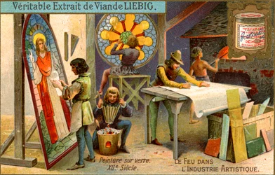 Pintura sobre vidrio en el siglo XII, c1900