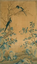 Panel de tela de mobiliario, China, dinastía Qing 1644-1911, 1750-1800