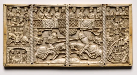 Panel de un Cofre con Escenas de Romances Corteses, c. 1330-1350 o posterior
