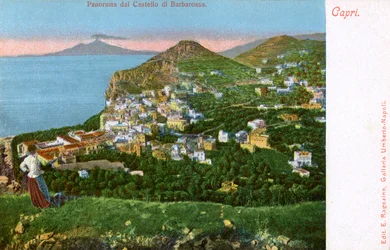 Panorama del Castello di Barbarossa, Capri, Italia, principios del siglo XX