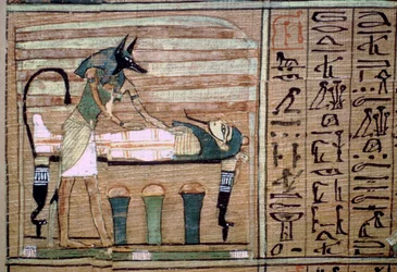 Papiro de Anubis preparando una momia