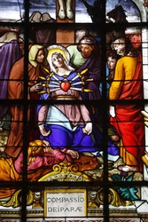 París, Francia Iglesia Saint Laurent vidriera: Los siete dolores de María, París, Francia