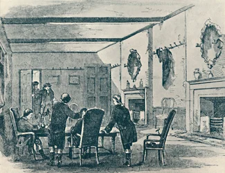 Salón de la Posada de las Tres Coronas, Lichfield, 1907