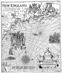 Parte del mapa de Nueva Inglaterra del Capitán John Smith, siglo XVII c1880