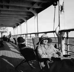 Pasajeros en un crucero de la línea Cunard a las Indias Occidentales, enero-marzo de 1931