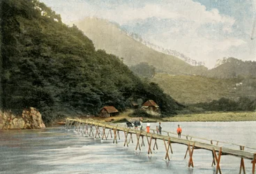 Pasarela sobre el río Arakawa, 1900