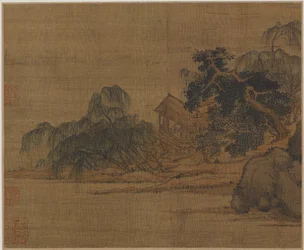 Pabellón en un promontorio boscoso, Posiblemente dinastía Ming, 1368-1644
