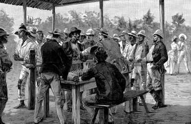 Pagando a los trabajadores de las Indias Occidentales, 1888