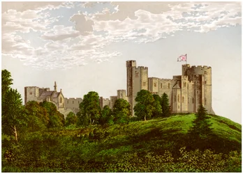 Castillo de Peckforton, Cheshire, hogar del Barón Tollemache, c. 1880