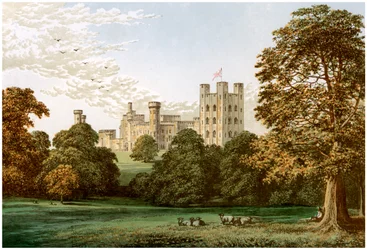 Castillo de Penrhyn, Caernarvonshire, Gales, hogar de Lord Penrhyn, c1880