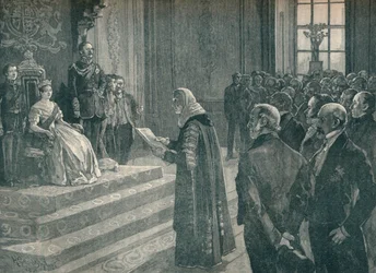 Presentación del discurso patriótico a la Reina en vísperas de la guerra de Crimea, 1854 1906