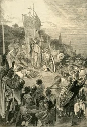 Pedro el Ermitaño predicando la Primera Cruzada, 1095-1099, 1890