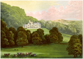 Philiphaugh, Selkirkshire, Escocia, hogar del Baronet Murray, c1880