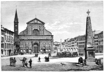 Plaza e iglesia de Santa Maria Novella, Florencia, Italia, 1882