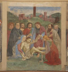 Fresco de la Piedad en la Capilla Vespucci, Ognissanti, Florencia, Italia