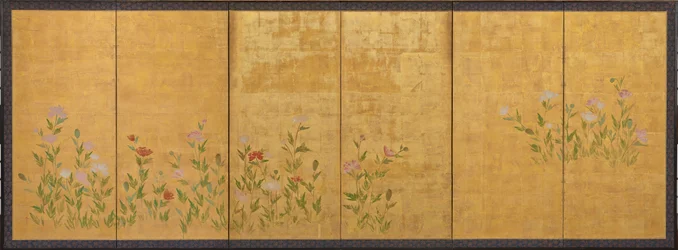 Amapolas rosas y rojas, período Edo, 1615-1868