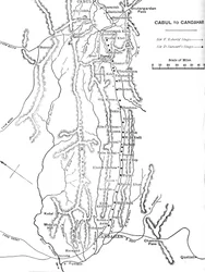 Plan de la marcha del General Roberts de Cabul a Candahar, c1880