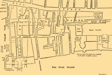 Plano de una porción de Westminster entre 1734 y 1748 - Antes de la construcción de Parliament Street