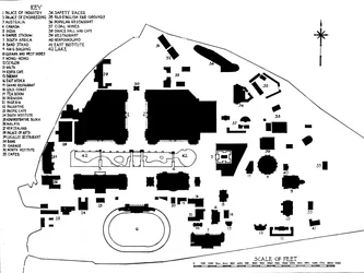 Plano de la Exposición del Imperio Británico, Wembley, mostrando la disposición de los edificios principales, 1924