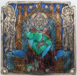 Placa con Cristo en Majestad, Catalán, siglo XIV