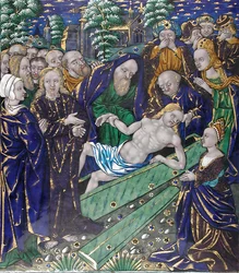 Placa con la Resurrección de Lázaro, francesa, primera mitad del siglo XVI