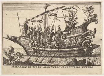 Placa 13: Argonautas Meleagro y Tideo conducidos por Cupido Meleagro et Tideo Argonotes condotti..., 1664