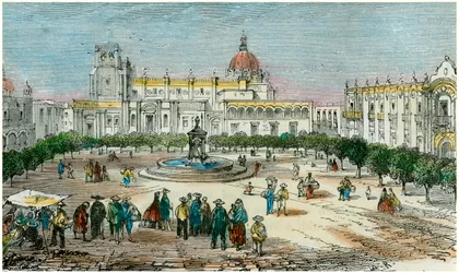 Plaza de Guadalajara, en el estado de Jalisco, México, c. 1880