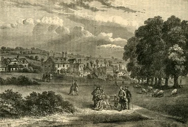 Calle del Estanque, Hampstead, en 1750, c. 1876