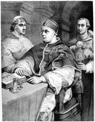 Papa León X, Giulio de Medici el futuro Papa Clemente VII y Cardenal de Rossi, 1882