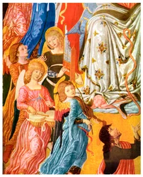 Órgano portátil y timbales, c1474