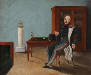 Retrato de Alexander Stepanovich Talyzin 1795-1858 en su estudio, 1820s