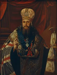 Retrato de Ambrosius Podobedov, el Metropolitano de Novgorod y Petersburgo 1742-1818, 1813