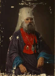 Retrato del arzobispo Iriney Klementyevsky de Pskov 1753-1818, principios de 1800