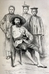 Retrato de Auguste Pavie (1847-1925) explorador y diplomático francés en Indochina - Grabado